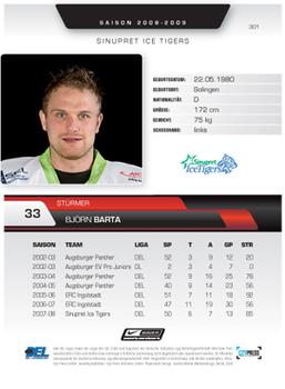 2008-09 Playercards (DEL) #301 Björn Barta Back