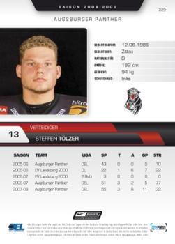 2008-09 Playercards (DEL) #329 Steffen Tölzer Back