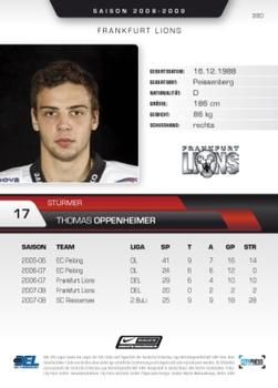 2008-09 Playercards (DEL) #380 Thomas Oppenheimer Back