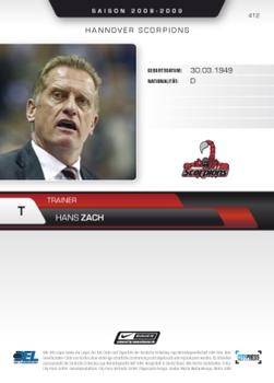 2008-09 Playercards (DEL) #412 Hans Zach Back