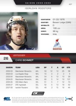 2008-09 Playercards (DEL) #427 Chris Schmidt Back