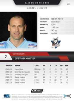 2008-09 Playercards (DEL) #437 Drew Bannister Back