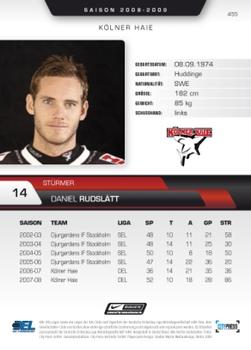 2008-09 Playercards (DEL) #455 Daniel Rudslätt Back