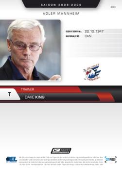 2008-09 Playercards (DEL) #483 Dave King Back
