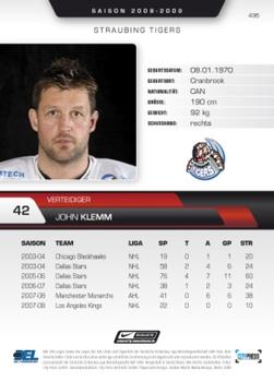 2008-09 Playercards (DEL) #496 Jon Klemm Back