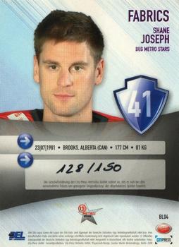 2008-09 Playercards (DEL) - Blueliner Fabrics #BL04 Shane Joseph Back