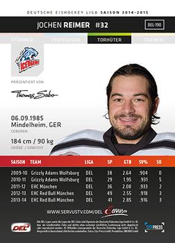 2014-15 Playercards Premium Serie 1 (DEL) #DEL-190 Jochen Reimer Back