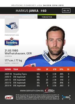 2014-15 Playercards Premium Serie 1 (DEL) #DEL-210 Markus Janka Back