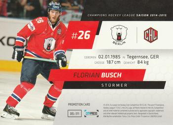2014-15 Playercards Premium Serie 1 (DEL) - Promotion Cards #DEL-311 Florian Busch Back