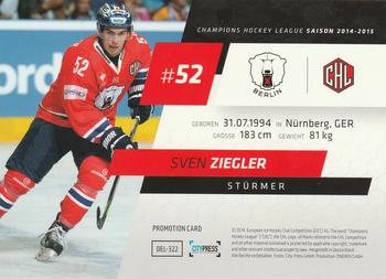 2014-15 Playercards Premium Serie 1 (DEL) - Promotion Cards #DEL-322 Sven Ziegler Back