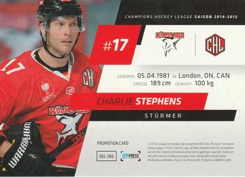 2014-15 Playercards Premium Serie 1 (DEL) - Promotion Cards #DEL-386 Charlie Stephens Back