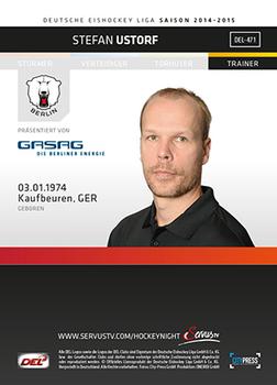 2014-15 Playercards Premium Serie 2 (DEL) #DEL-471 Stefan Ustorf Back