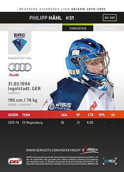2014-15 Playercards Premium Serie 2 (DEL) #DEL-489 Philipp Hähl Back