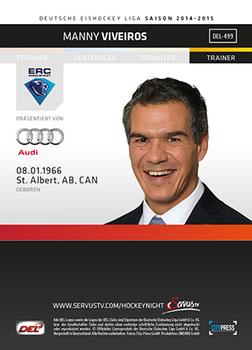 2014-15 Playercards Premium Serie 2 (DEL) #DEL-499 Manny Viveiros Back
