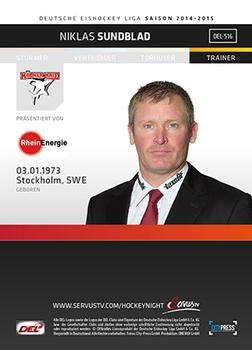 2014-15 Playercards Premium Serie 2 (DEL) #DEL-516 Niklas Sundblad Back