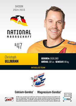 2014-15 Playercards Premium Serie 2 (DEL) #DEL-598 Christoph Ullmann Back