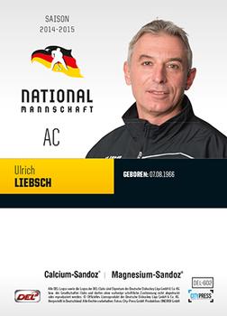 2014-15 Playercards Premium Serie 2 (DEL) #DEL-602 Ulrich Liebsch Back