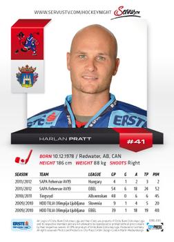 2012-13 Playercards EBEL #EBEL-080 Harlan Pratt Back