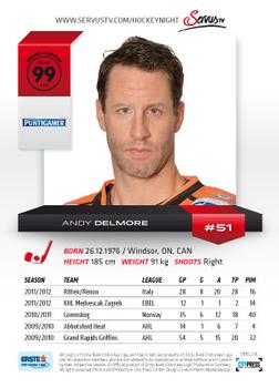 2012-13 Playercards EBEL #EBEL-216 Andy Delmore Back