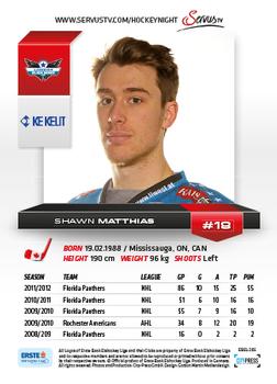 2012-13 Playercards EBEL #EBEL-285 Shawn Matthias Back