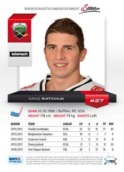 2012-13 Playercards EBEL #EBEL-128 Mike Ratchuk Back