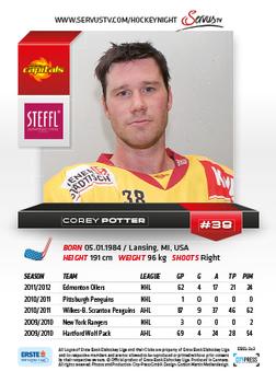 2012-13 Playercards EBEL #EBEL-343 Corey Potter Back