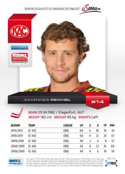 2012-13 Playercards EBEL #EBEL-036 Johannes Reichel Back
