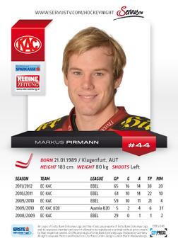 2012-13 Playercards EBEL #EBEL-048 Markus Pirmann Back