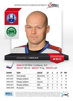 2012-13 Playercards EBEL #EBEL-064 Andrej Hebar Back
