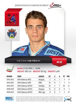 2012-13 Playercards EBEL #EBEL-076 Peter Hetenyi Back