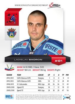 2012-13 Playercards EBEL #EBEL-091 Ladislav Sikorcin Back