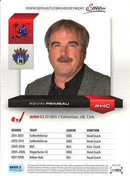 2012-13 Playercards EBEL #EBEL-095 Kevin Primeau Back