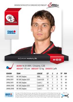 2012-13 Playercards EBEL #EBEL-157 Adam Havlik Back