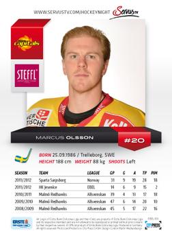 2012-13 Playercards EBEL #EBEL-183 Marcus Olsson Back