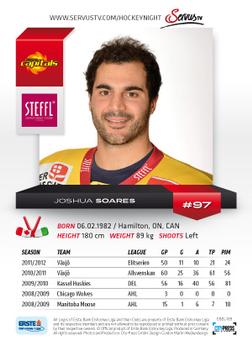 2012-13 Playercards EBEL #EBEL-189 Josh Soares Back