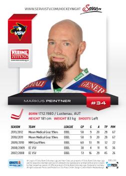 2012-13 Playercards EBEL #EBEL-206 Markus Peintner Back