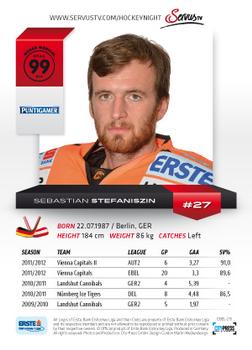 2012-13 Playercards EBEL #EBEL-215 Sebastian Stefaniszin Back