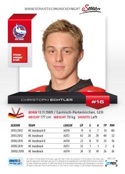 2012-13 Playercards EBEL #EBEL-248 Christoph Echtler Back