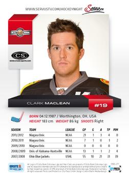 2012-13 Playercards EBEL #EBEL-277 Clark MacLean Back