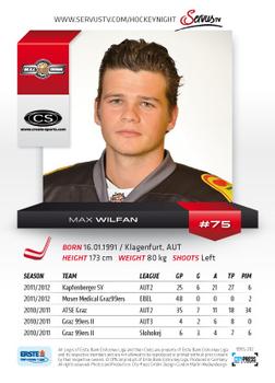 2012-13 Playercards EBEL #EBEL-282 Max Wilfan Back