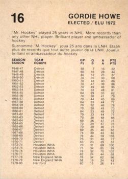 1987 Cartophilium Hockey Hall of Fame #16 Gordie Howe Back