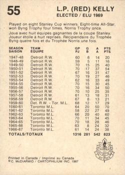 1987 Cartophilium Hockey Hall of Fame #55 L.P. (Red) Kelly Back