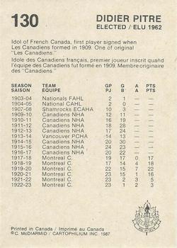 1987 Cartophilium Hockey Hall of Fame #130 Didier Pitre Back
