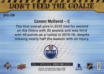 2016-17 Upper Deck - Don't Feed The Goalie #DFG-CM Connor McDavid Back