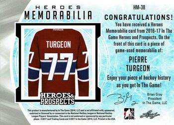 2016-17 Leaf In The Game Heroes and Prospects  - Hero Memorabilia #HM-38 Pierre Turgeon Back