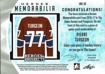 2016-17 Leaf In The Game Heroes and Prospects  - Hero Memorabilia - Platinum #HM-38 Pierre Turgeon Back