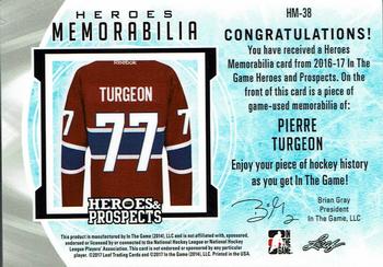 2016-17 Leaf In The Game Heroes and Prospects  - Hero Memorabilia - Red #HM-38 Pierre Turgeon Back