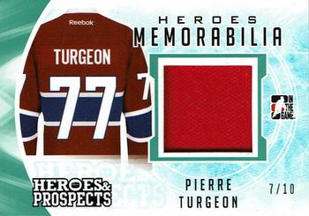 2016-17 Leaf In The Game Heroes and Prospects  - Hero Memorabilia - Emerald #HM­‐38 Pierre Turgeon Front