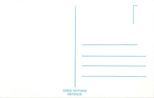 1979-80 Toronto Maple Leafs Postcards #NNO Greg Hotham Back