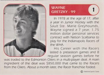 1991 National Sports Cards 1978 Indianapolis Racers (Unlicensed) #1 Wayne Gretzky Back